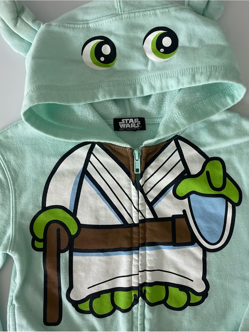 Star Wars Mint Green and Brown Yoda Character Zip Hoodie